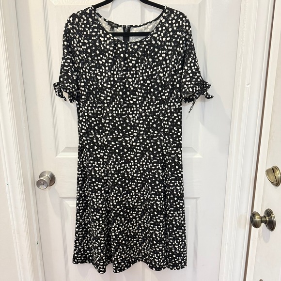 Talbots Dresses & Skirts - Talbots Petites‎ Black White Polka Dot Tie Sleeve Dress Size LP Large Classic